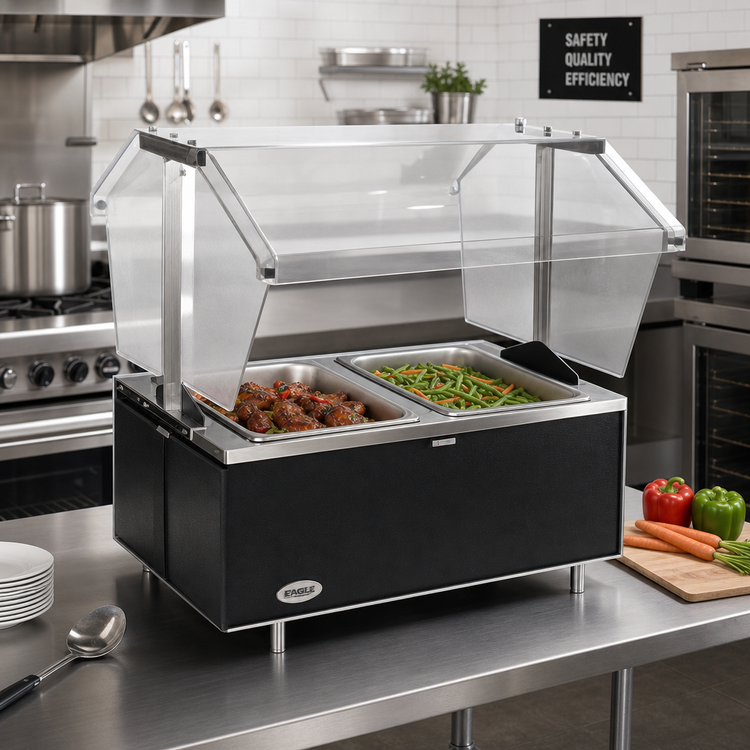 Product image #2 for Eagle Service Mate Countertop Buffet Hot Food Table, 2 Wells, Sneeze Guard, 120V