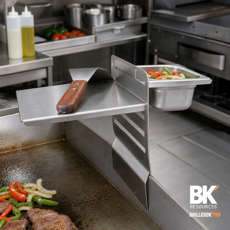 Product image #2 for BK Resources GrillCook Pro Medium Upright Prep Shelf Stand with 12-Inch Shelf and 1/9 Pan Holder
