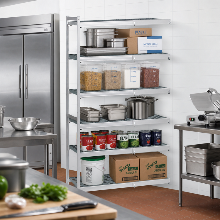 Product image #2 for Fermostock 5-Tier Corner Expansion Add-On Polymer Shelving Unit, 83-Inch H x 47-Inch W x 22-Inch D
