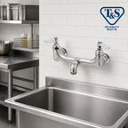 Thumbnail image #2 for T&S Brass B-0673-RGH Wall-Mount Service Sink Faucet with Pail Hook Spout, Rough Chrome, Adjustable 7-3/4"–8-1/4" Centers