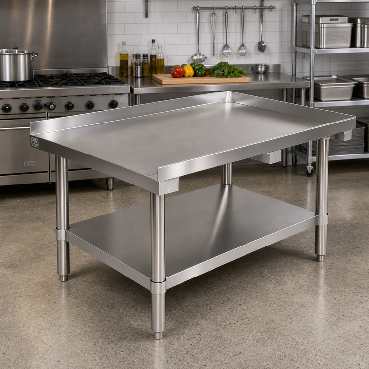 Product image #2 for Premium 60.5 Inch x 30 Inch x 24 Inch Stainless Steel Equipment Stand with Adjustable Undershelf and 2-Inch Up-Turn