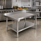 Thumbnail image #2 for Klinger's Trading Premium PES3060 Stainless Steel Equipment Stand, 60.5 x 30 x 24 Inches, Adjustable Undershelf, 2-Inch Up-Turn