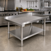 Thumbnail image #2 for Premium 60.5 Inch x 30 Inch x 24 Inch Stainless Steel Equipment Stand with Adjustable Undershelf and 2-Inch Up-Turn