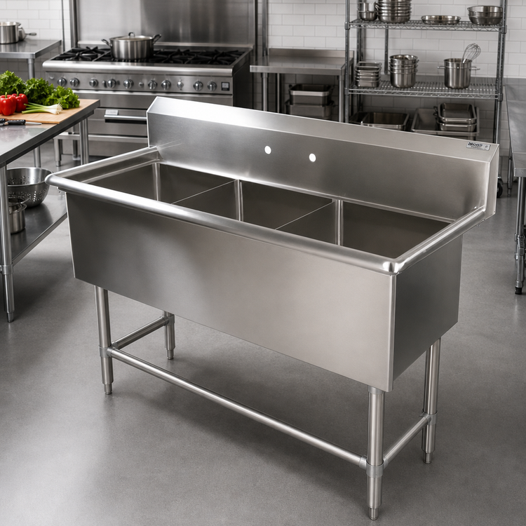 Product image #2 for John Boos Pro-Bowl 3-Compartment Freestanding Stainless Steel Sink