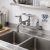 Thumbnail image #2 for T&S Brass Wall Mount 8-Inch Centers Double Pantry Mixing Faucet with 6-Inch Swing Nozzle and Soap Dish