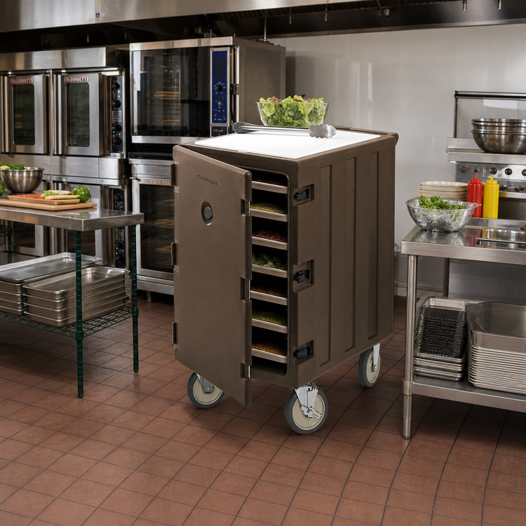 Product image #3 for Cambro Camcart Insulated Tray and Sheet Pan Cart with Removable Cutting Board, 7-Tray, Dark Brown