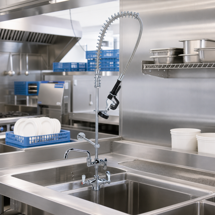 Product image #2 for OptiFlow Deck-Mount Pre-Rinse Assembly with 10-Inch Add-On Faucet