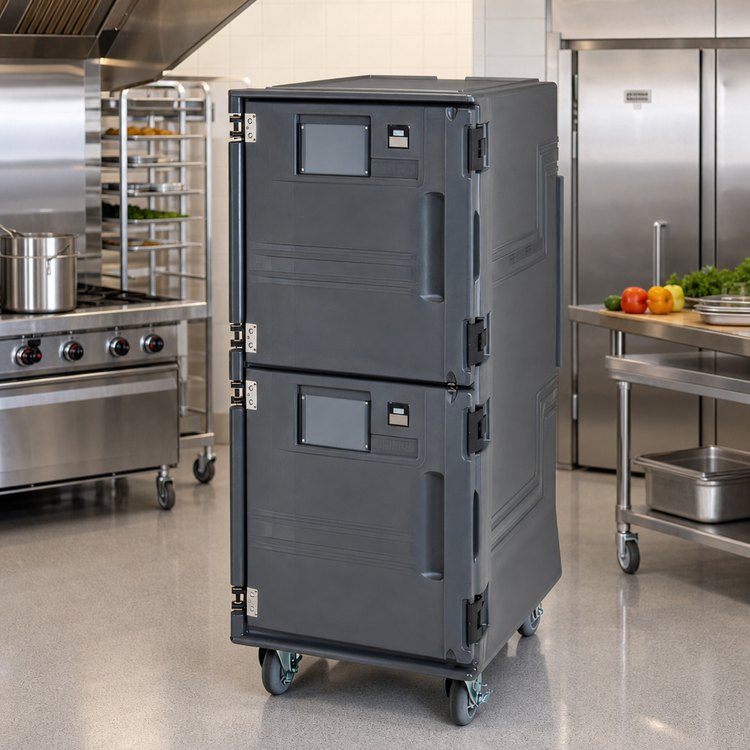 Product image #3 for Cambro Pro Cart Ultra Electric Hot/Cold Insulated Holding and Transport Cabinet, 2-Compartment, Front-Loading