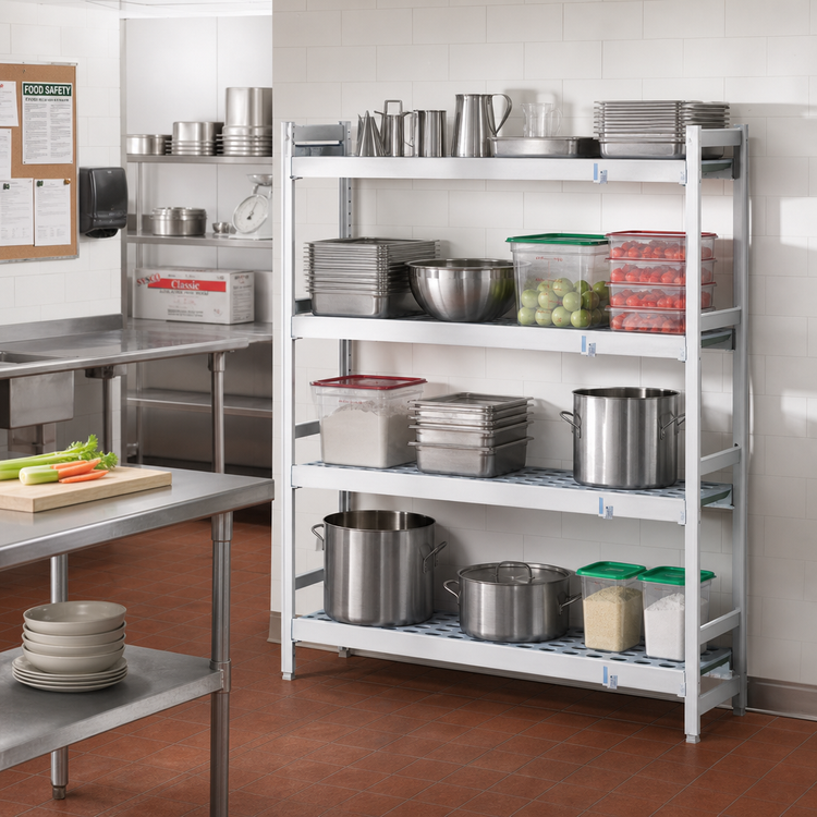 Product image #2 for Fermostock 4-Tier Corner Expansion Polymer Shelving Unit, 66" H x 47" W x 18" D