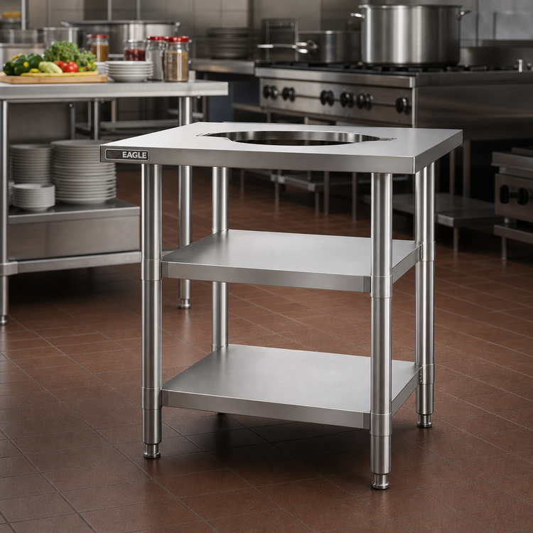 Product image #2 for Eagle Group Stainless Steel Rice Cooker Equipment Stand with Cutout Top and 2 Adjustable Undershelves