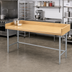 Thumbnail image #2 for Advance Tabco Bakers' Top Wood Work Table with 4-Inch Rear and Side Splash, Galvanized Open Base, 96 x 36 x 39.5 Inches