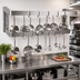 Thumbnail image #2 for Commercial 84-Inch Wall-Mount Double-Bar Stainless Steel Pot Rack with 14 Double Hooks
