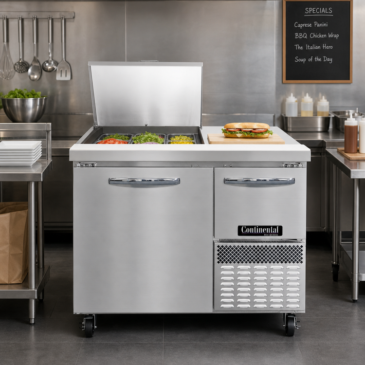Product image #2 for Continental Refrigerator RA43N9M 43-Inch Refrigerated Sandwich Prep Table with Mighty Top and 2 Solid Doors