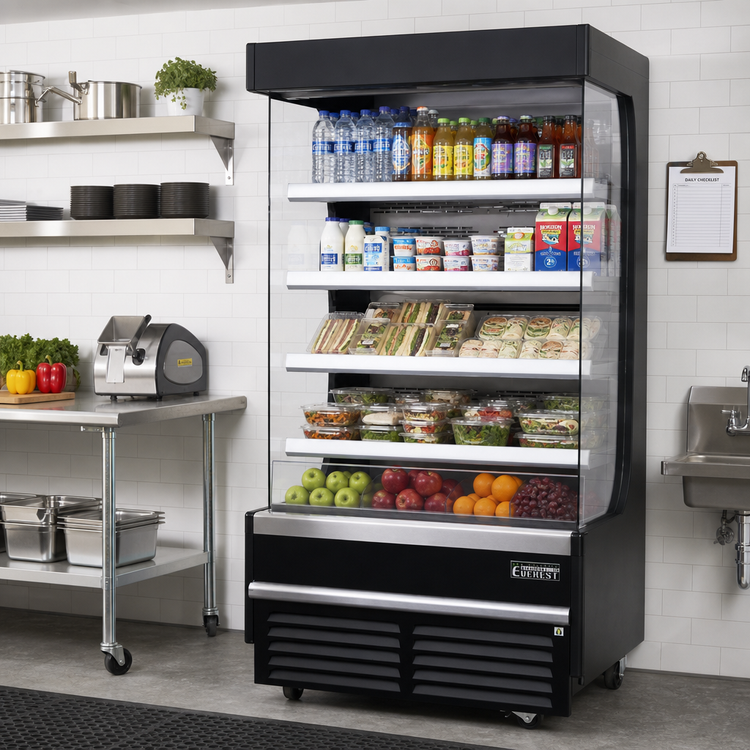 Product image #2 for Everest Refrigeration Vertical Open Display Merchandiser, 37.25 Inch Wide, 18.2 Cu. Ft., Black, Self-Contained Bottom Mount