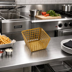 Thumbnail image #3 for American Metalcraft LFRYG55 Square Laser-Cut Stainless Steel Fry Basket, Gold, 5 x 5 x 3 Inches Case of 48