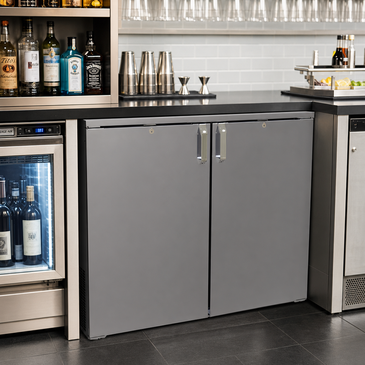 Product image #2 for Glastender CS1RB40 Shallow Depth Two-Section Remote Back Bar Cooler, 40 Inch, 16-Inch Door Openings