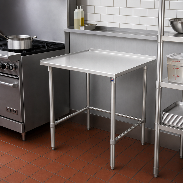 Product image #2 for John Boos Stallion 30" x 30" Corner Stainless Steel Work Table with 1-1/2" Rear Up-Turn