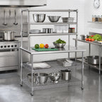 Thumbnail image #2 for Eagle Group AdjusTable T2436EBW-2 Two-Tier 16-Gauge Stainless Steel Work Surface System, 36 x 24 x 62-1/2 Inches, 2 Overshelves and 2 Undershelves