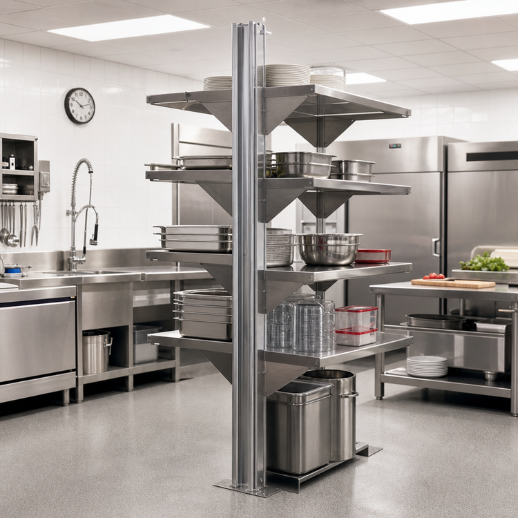 Product image #2 for 108-Inch Aluminum Floor-To-Ceiling Back-To-Back Cantilever Shelving Upright