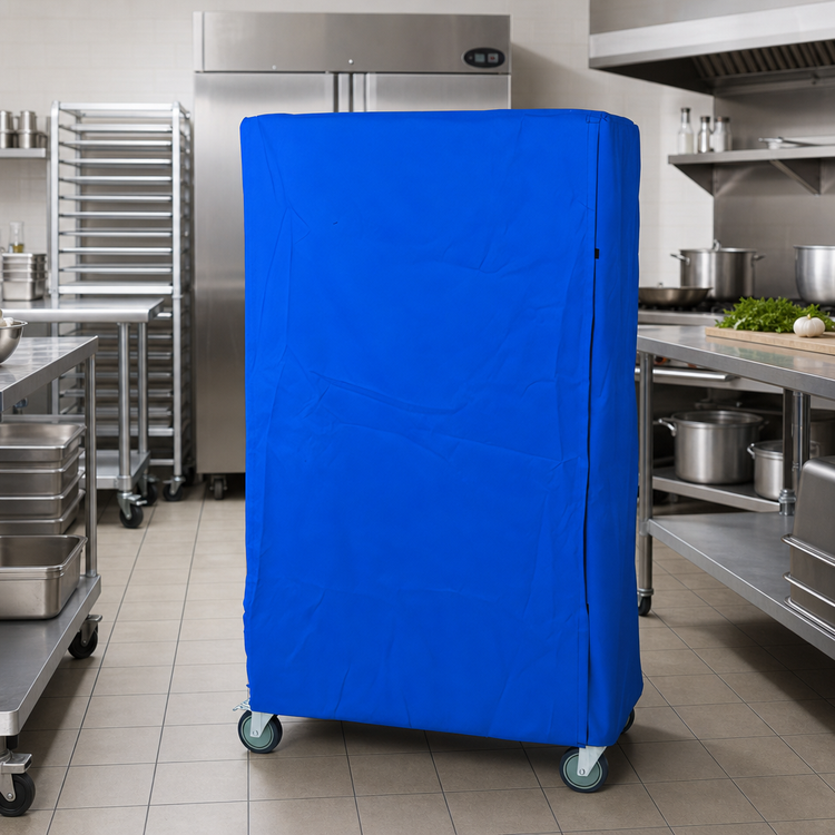 Product image #2 for Blue 400 Denier Nylon Wire Cart Cover with Zipper Flap, 18 x 48 x 63 Inches