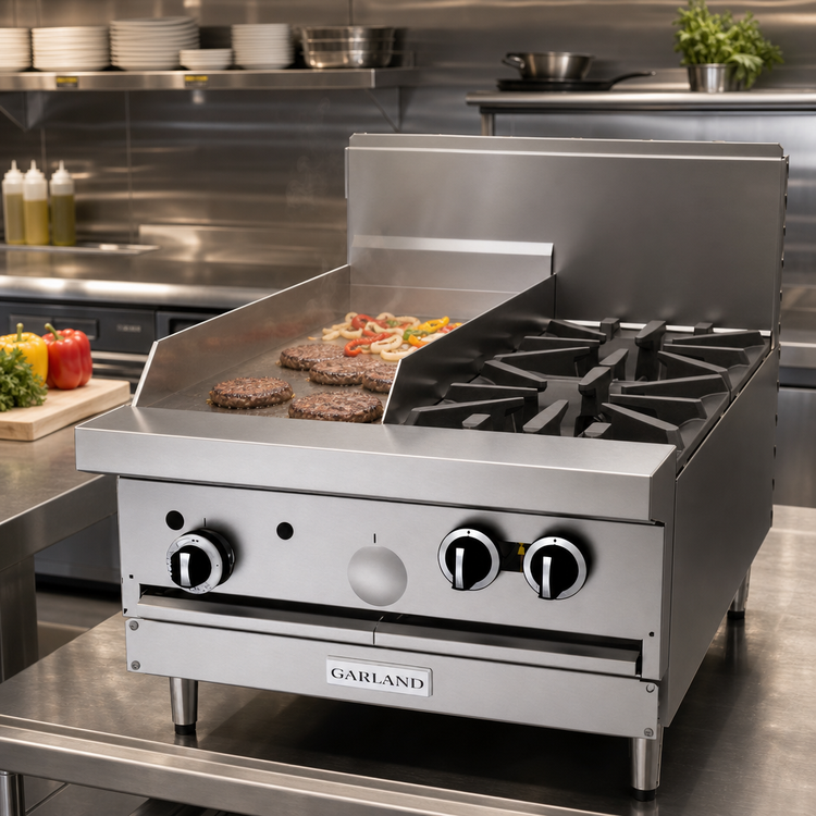 Product image #2 for Garland G Starfire Pro 24-Inch Commercial Gas Modular Top Restaurant Range with 2 Open Burners and 12-Inch Griddle