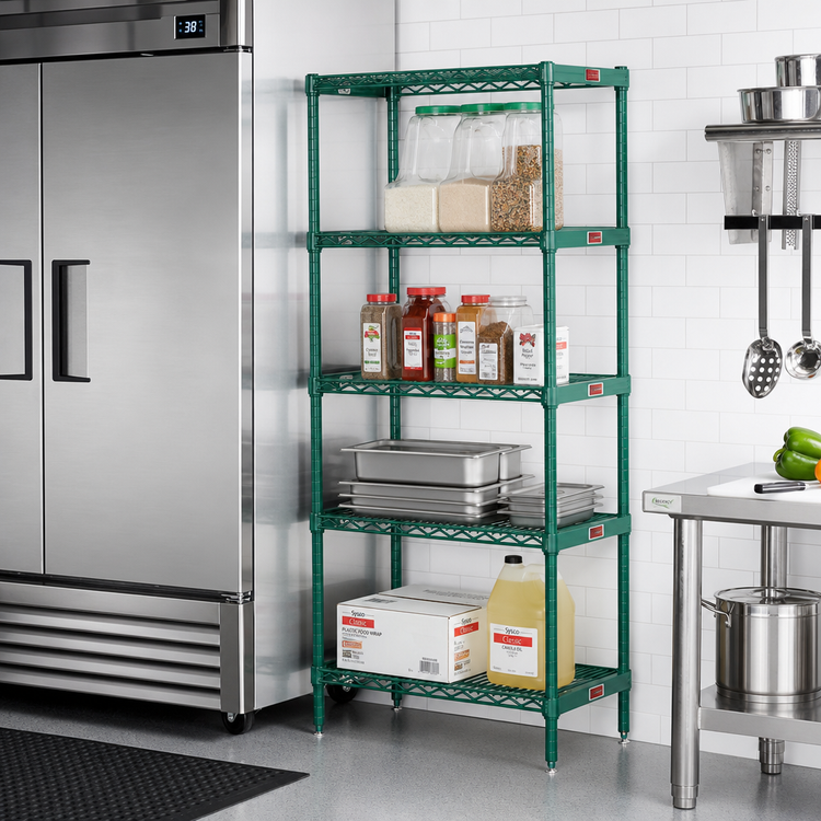 Product image #2 for Eagle Group Valu-Gard Green Epoxy 4-Tier Wire Add-On Shelving Unit, 24-Inch Wide x 21-Inch Deep x 74-Inch High