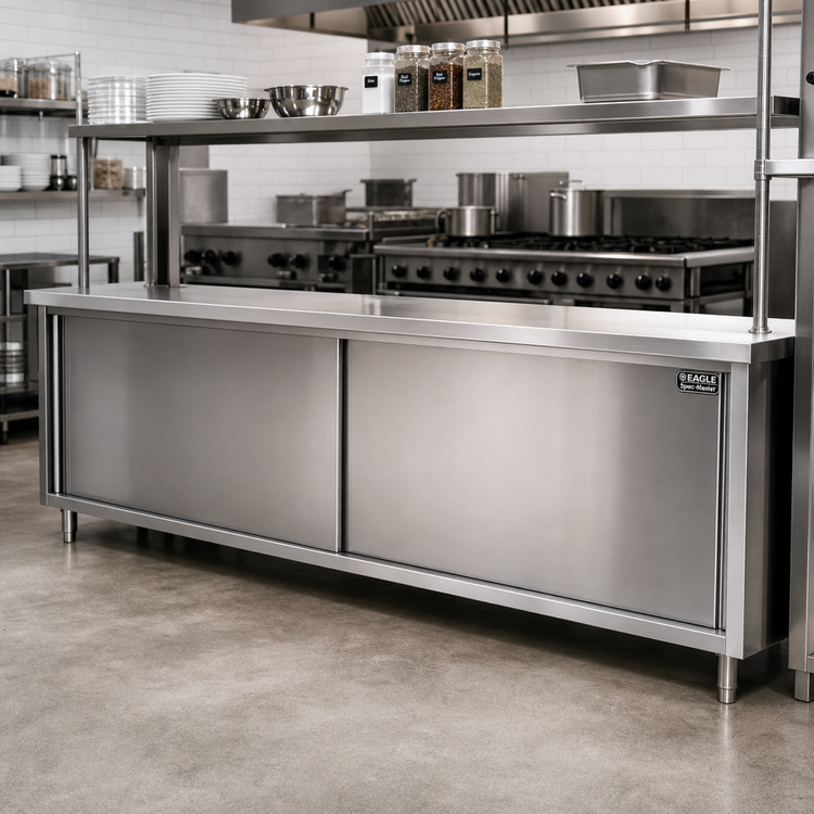 Product image #2 for Eagle Spec-Master 120-Inch x 18-Inch Stainless Steel Plate Cabinet with Sliding Doors