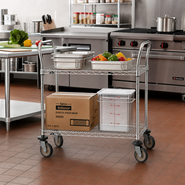 Product image #2 for Metro Super Erecta 2-Shelf Heavy Duty Utility Bus Cart, 36 x 24 x 39 Inches