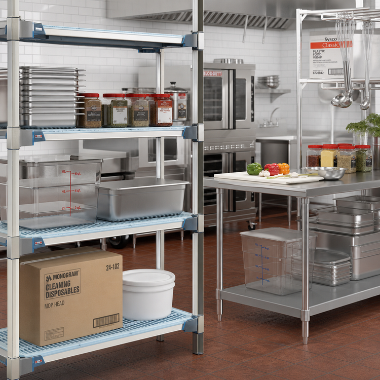 Product image #2 for MetroMax i 30 Inch W x 24 Inch D Vented Blue Polymer Shelf with Microban