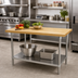 Thumbnail image #2 for Advance Tabco Maple Top Work Table with Stainless Steel Base and Adjustable Undershelf, 48 x 24 Inches