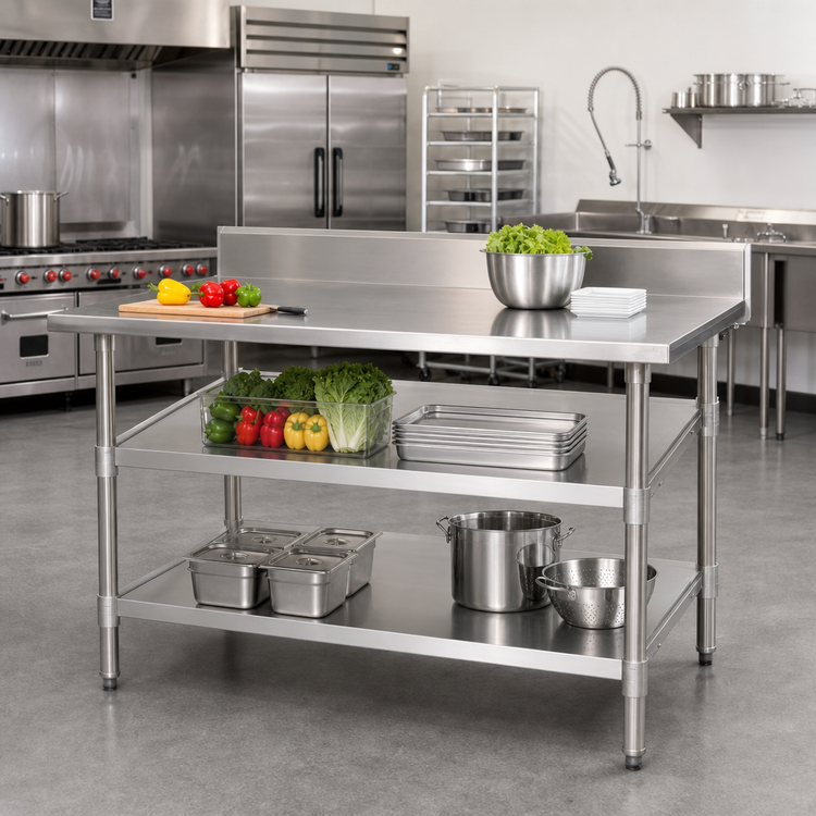 Product image #2 for 84-Inch x 30-Inch Adjustable Stainless Steel Work Table Undershelf
