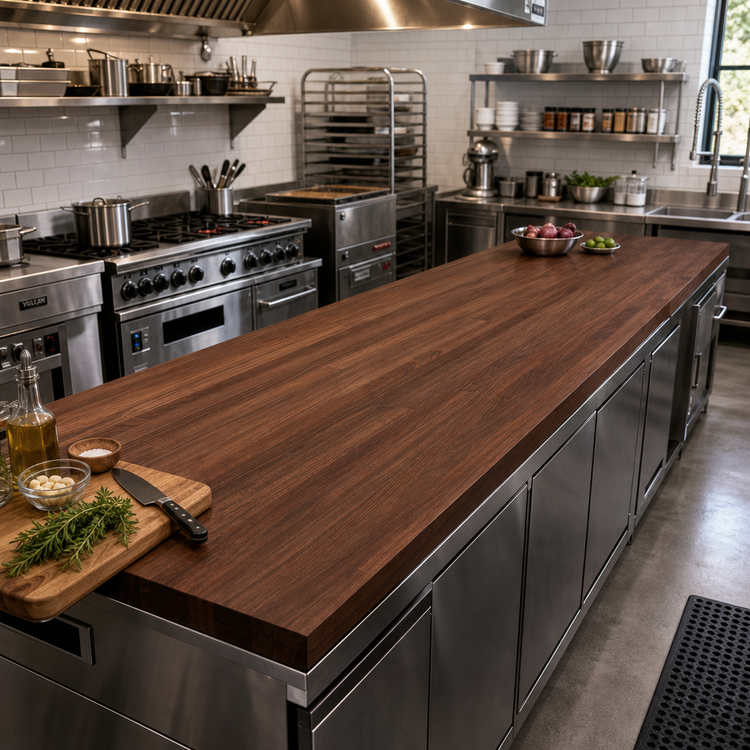 Product image #2 for Boos Block American Black Walnut Edge Grain Kitchen Countertop, 144 x 42 x 1-1/2 Inch, Varnique Finish