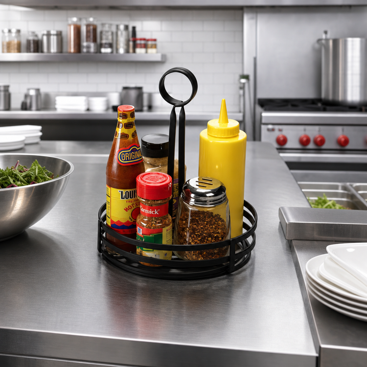 Product image #2 for American Metalcraft Round Flat Coil Wrought Iron Condiment Basket, Black