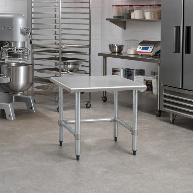 Product image #2 for Eagle Group TMS3636 Stationary Mixer Stand, 36 x 36 in. Stainless Steel Top, Galvanized Tubular Base