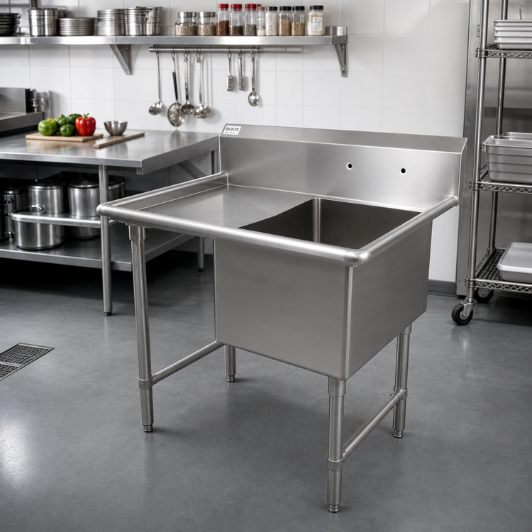 Product image #2 for John Boos B Series 1-Compartment Stainless Steel Sink with Left Drainboard and 10-Inch Backsplash