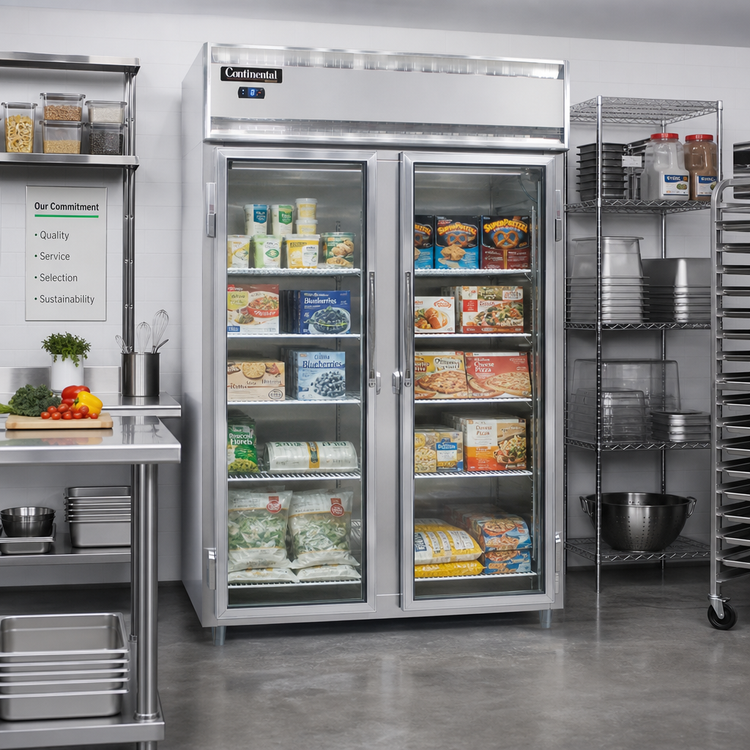 Product image #2 for Continental Refrigerator D2FSNSAGD Designer Line Two-Section Shallow Depth Reach-In Display Freezer