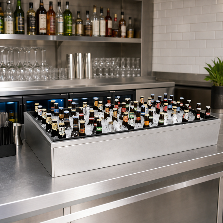 Product image #2 for Glastender Back Bar Ice Display Unit for Bottled Beverages, 30 x 24 x 7 Inch, Stainless Steel