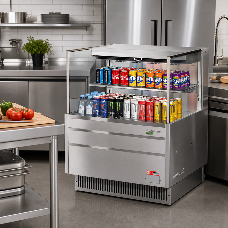 Product image #2 for Turbo Air Low-Profile Horizontal Open Display Merchandiser, 7.5 Cu. Ft., Self-Contained Refrigeration