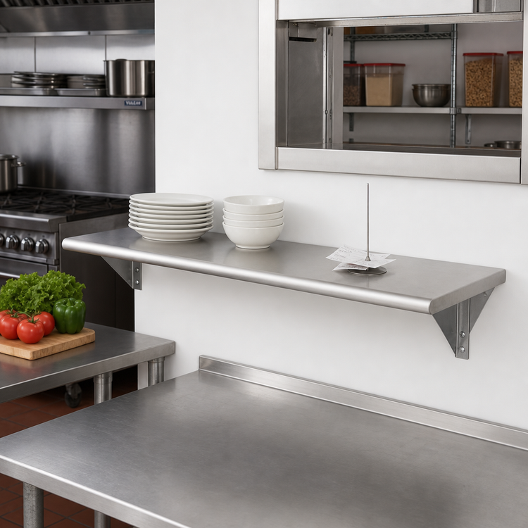 Product image #2 for BK Resources 60-Inch x 24-Inch Wall-Mounted Stainless Steel Pass-Through Shelf