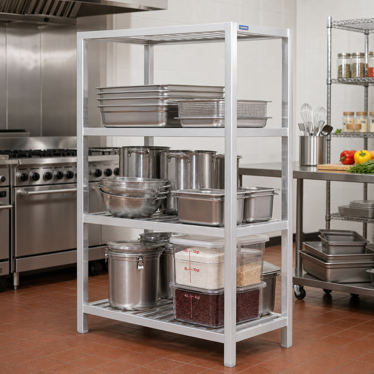 Product image #2 for Channel Manufacturing 3-Shelf Tubular Aluminum Dunnage Shelving Rack, 48 x 20 x 64 Inches, 2,200 lb. Per Shelf
