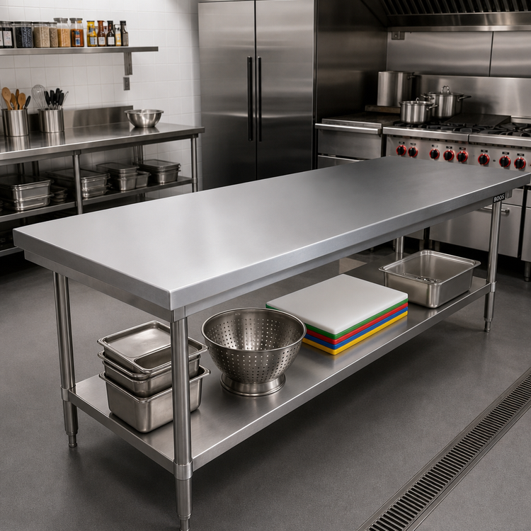 Product image #3 for John Boos Stainless Steel Flat Countertop with Underlayment, 96 x 25 x 1-1/2 Inches