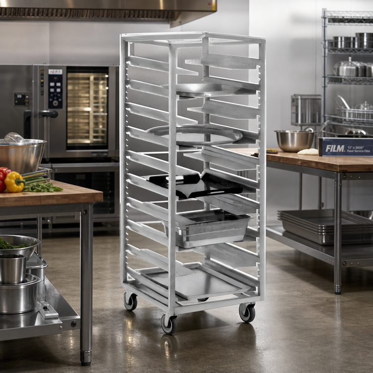 Product image #2 for Channel Manufacturing Mobile Adjustable Aluminum Universal Rack, 12-Pan Capacity