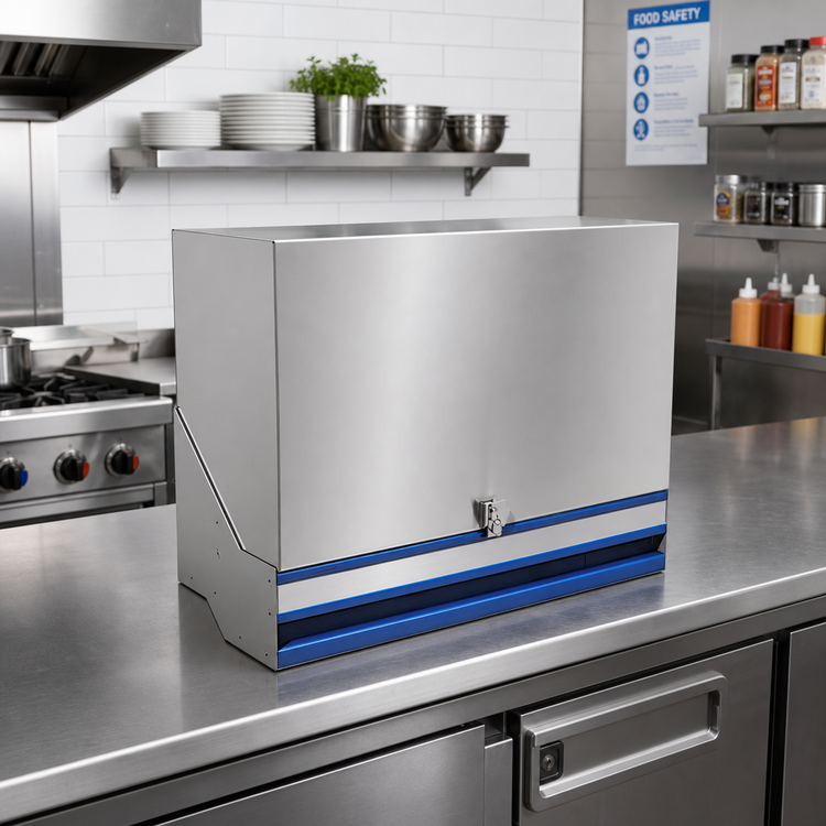 Product image #2 for Advance Tabco Prestige Supreme 12-Inch Double-Tier Stainless Steel Speed Rail with Locking Cover, 6-Bottle Capacity