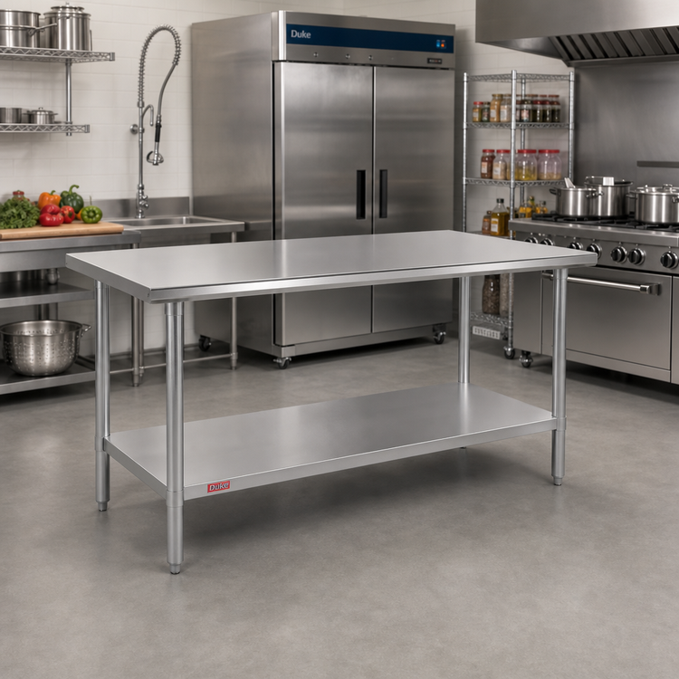 Product image #2 for Duke 48 Inch x 36 Inch 16-Gauge Stainless Steel Work Table with Undershelf