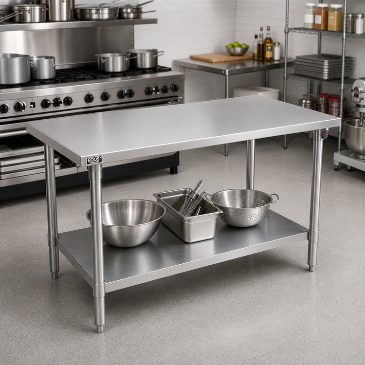 Product image #2 for John Boos Stallion 72-Inch x 36-Inch Stainless Steel Top Work Table with Adjustable Undershelf