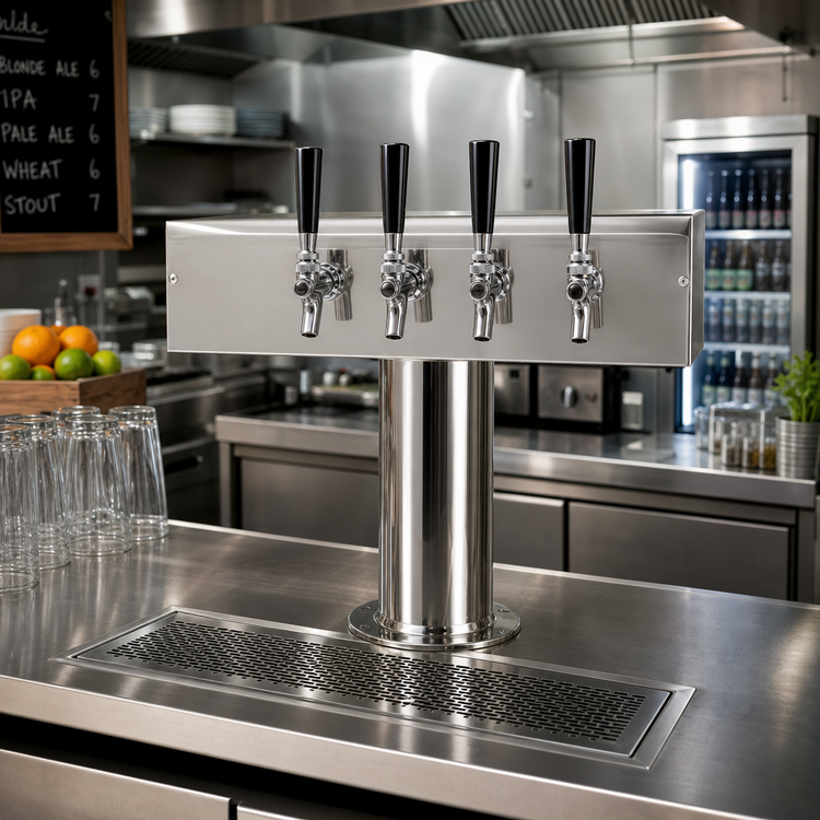 Product image #2 for Micro Matic T Style 4-Faucet Countertop Glycol-Cooled Draft Beer Tower, 20 Inch Wide