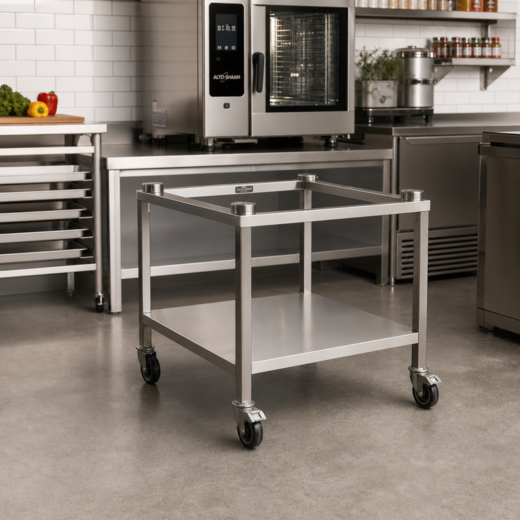 Product image #1 for Alto-Shaam Small Equipment Stand with Casters and Shelf for 6-10 & 10-10 Combi Ovens