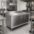 Thumbnail image #2 for John Boos Underbar Stainless Steel Cabinet Base Work Table with Open Front and 5-Inch Backsplash, 72 x 36 Inches