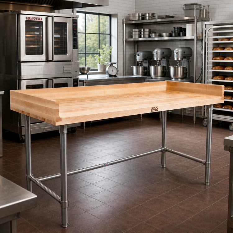 Product image #2 for John Boos 108" x 30" Baker's Top Work Table with 1-3/4" Northern Hard Rock Maple Top and Stainless Steel Base