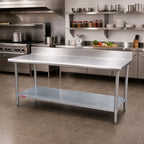 Thumbnail image #2 for Duke Manufacturing 316-36108-5R Stainless Steel Work Table with 5-Inch Riser and Galvanized Undershelf, 108 x 36 x 36 Inches